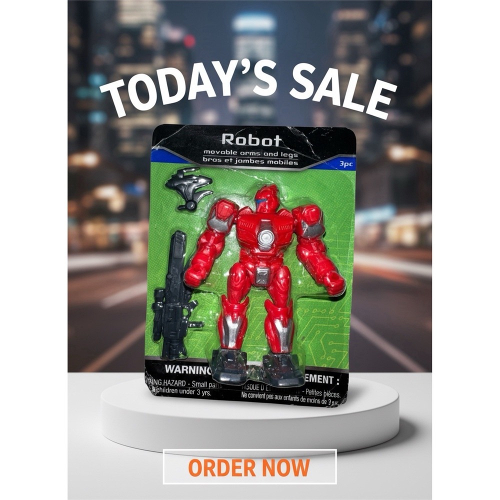 (…1)Ship N 24 Hours: New-Your Action Hero‎ "Red Robot". Movable Arms/Legs. 3+.